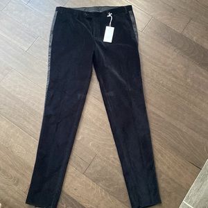 8 By Yoox Mens Black Velvet Trousers w/ satin line down side